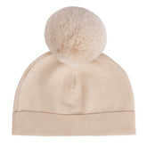 ADEE Sabrina Knitted Pom Teddy Hat Beige